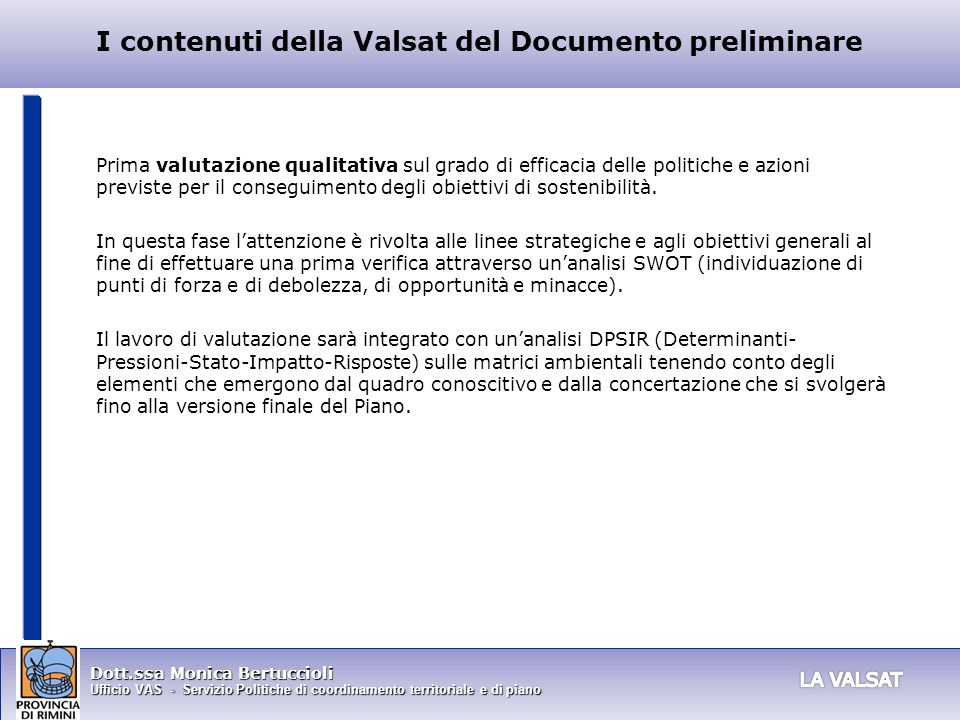 I contenuti della Valsat del Documento preliminare