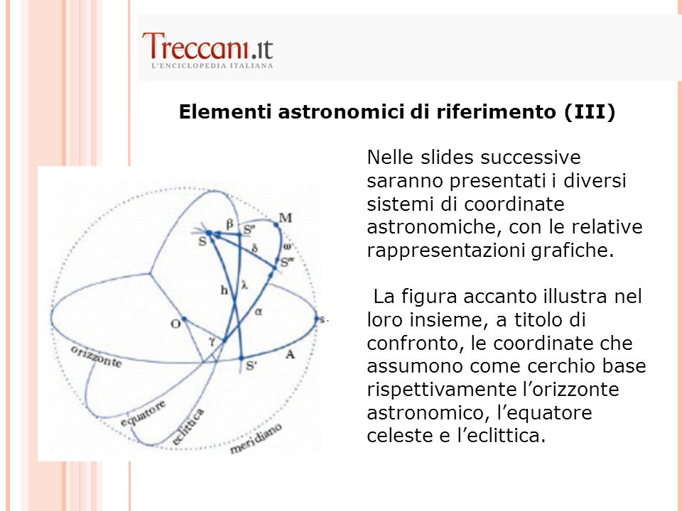 Elementi astronomici di riferimento (III)