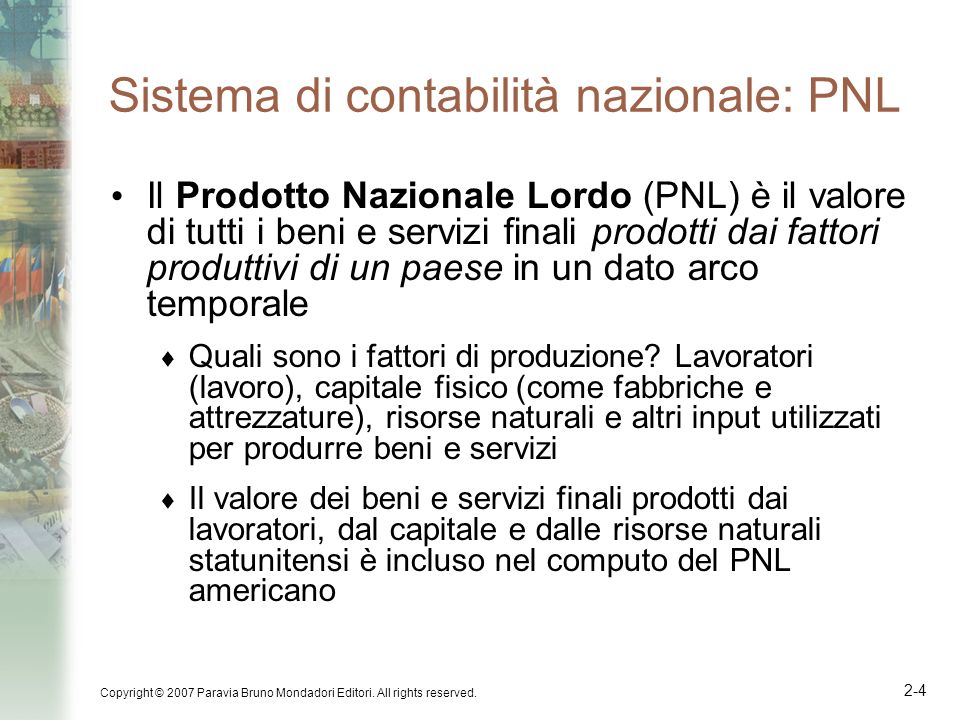 Sistema di contabilità nazionale: PNL