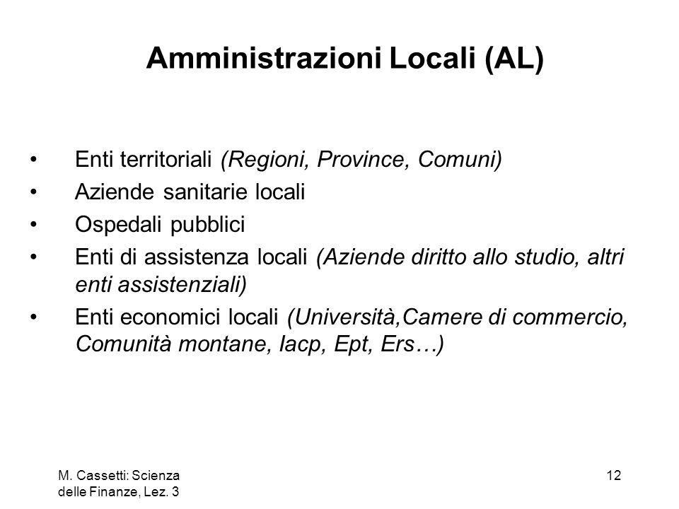 Amministrazioni Locali (AL)