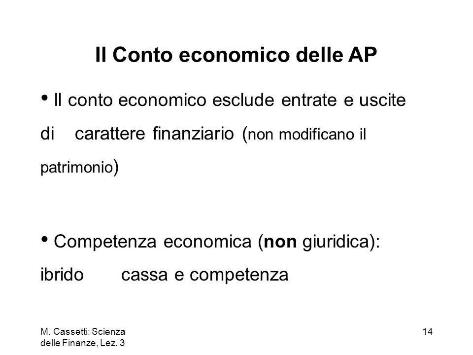Il Conto economico delle AP