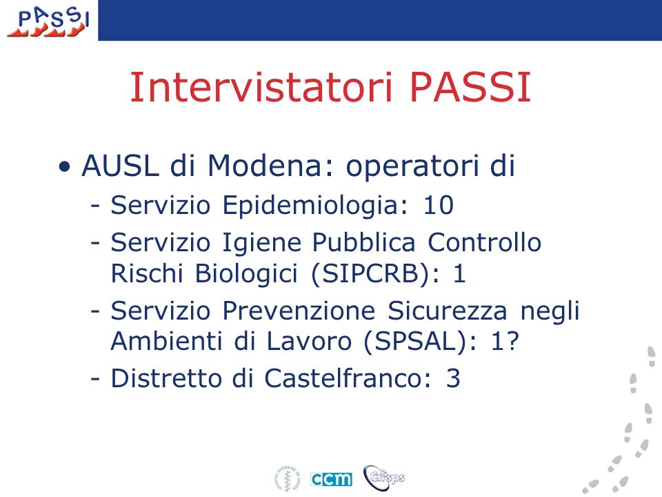 Intervistatori PASSI AUSL di Modena: operatori di
