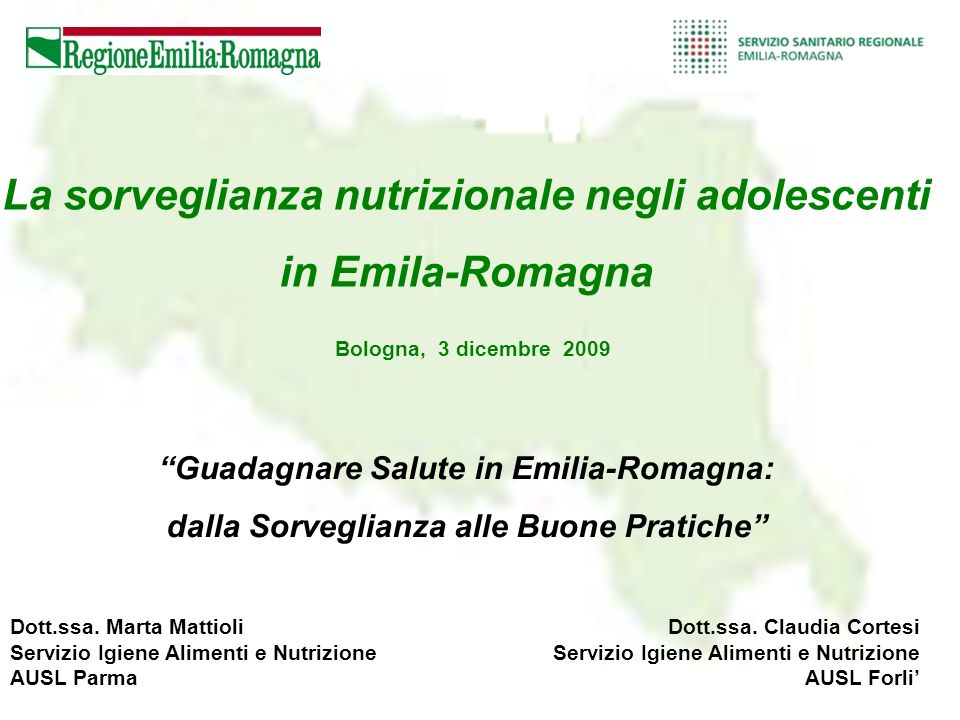 La sorveglianza nutrizionale negli adolescenti in Emila-Romagna