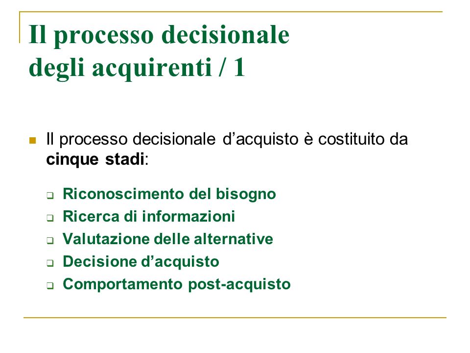 Il processo decisionale degli acquirenti / 1