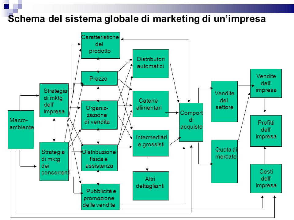 Schema del sistema globale di marketing di un’impresa