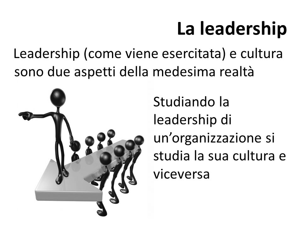 La leadership Leadership (come viene esercitata) e cultura sono due aspetti della medesima realtà.