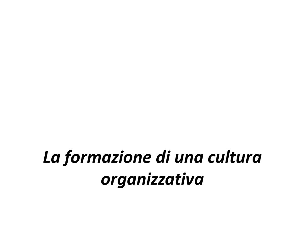 La formazione di una cultura organizzativa