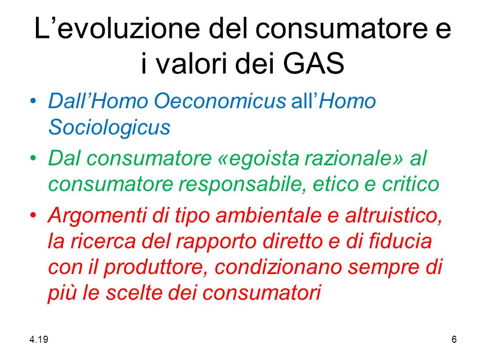 L’evoluzione del consumatore e i valori dei GAS