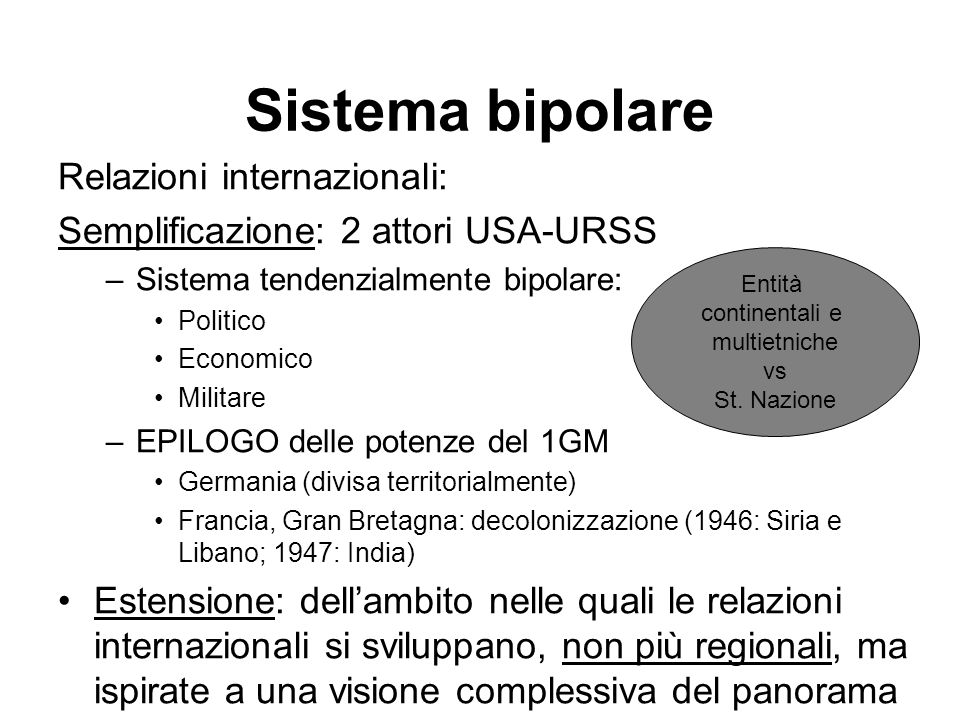 Sistema bipolare Relazioni internazionali: