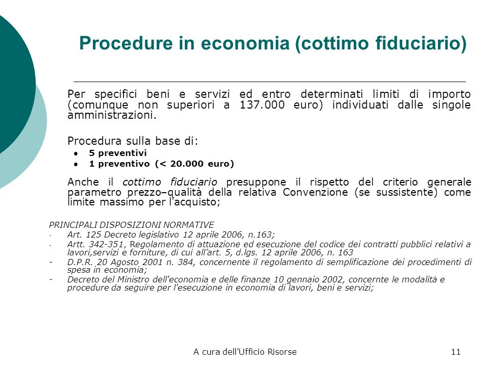 Procedure in economia (cottimo fiduciario)