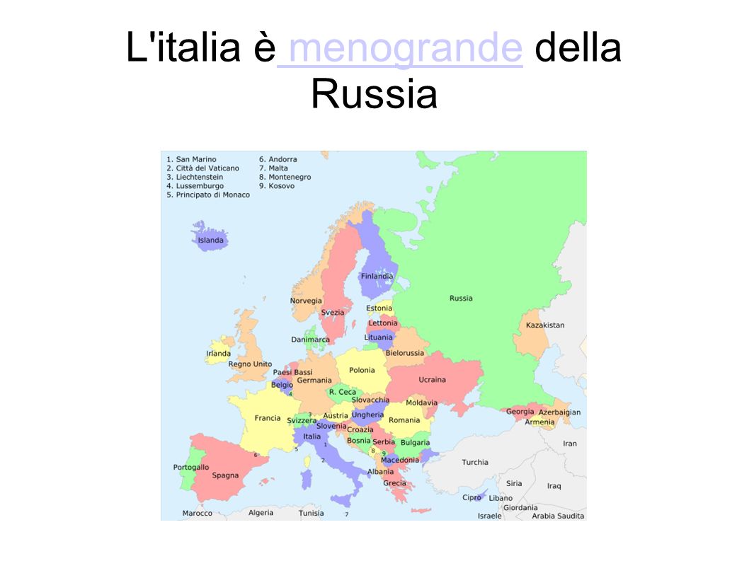 L italia è menogrande della Russia