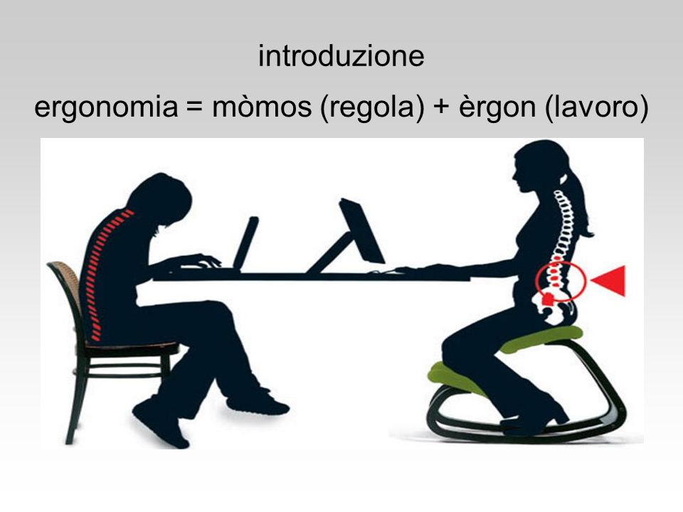 ergonomia = mòmos (regola) + èrgon (lavoro)