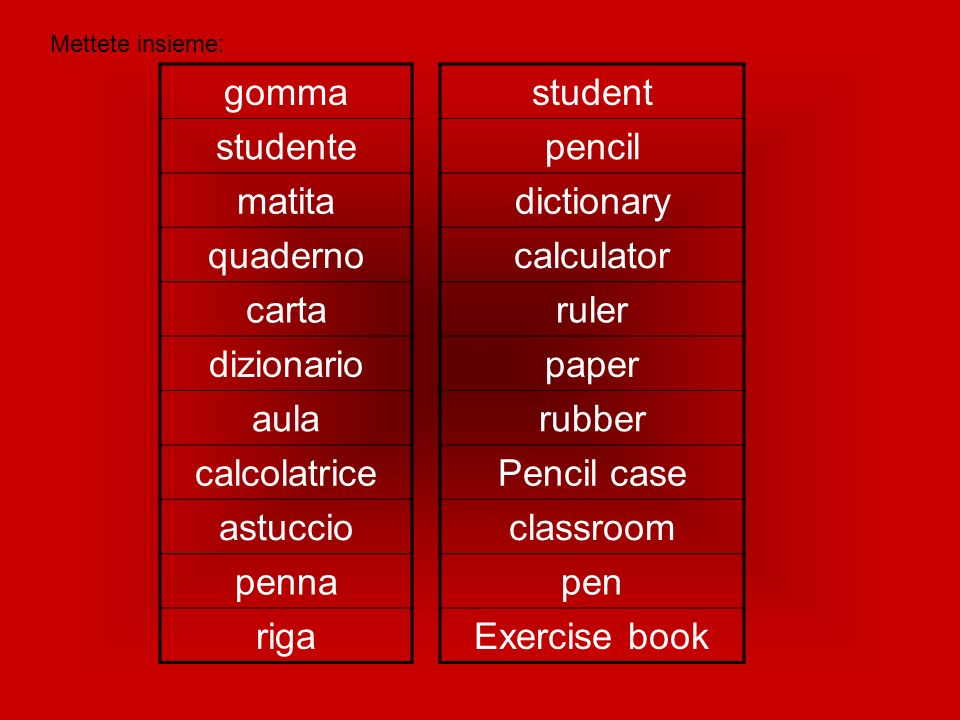 gomma studente matita quaderno carta dizionario aula calcolatrice