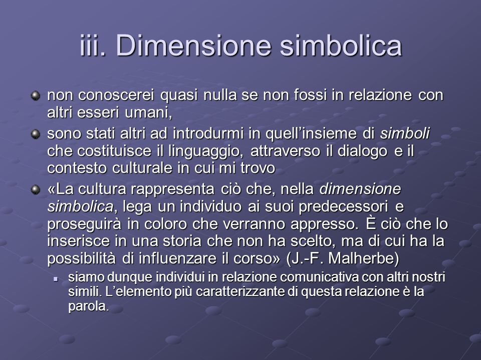 iii. Dimensione simbolica