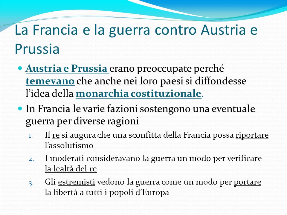 La Francia e la guerra contro Austria e Prussia
