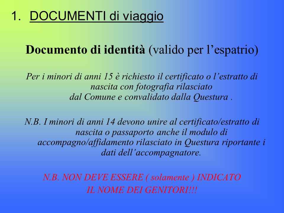 Documento di identità (valido per l’espatrio)