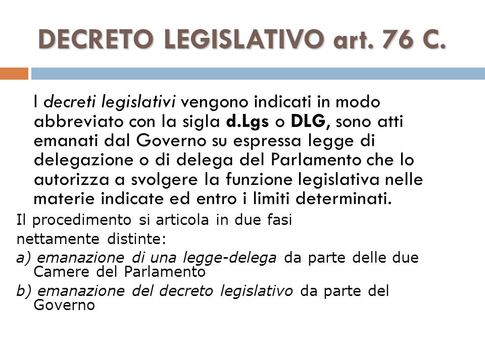 DECRETO LEGISLATIVO art. 76 C.