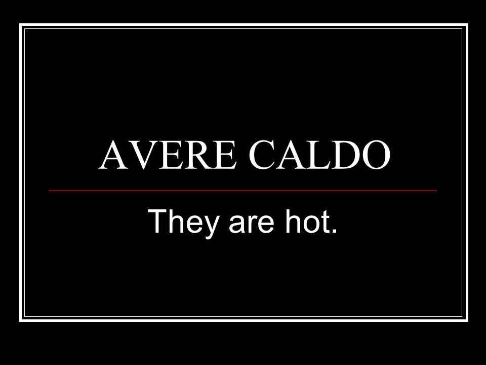 AVERE CALDO They are hot.