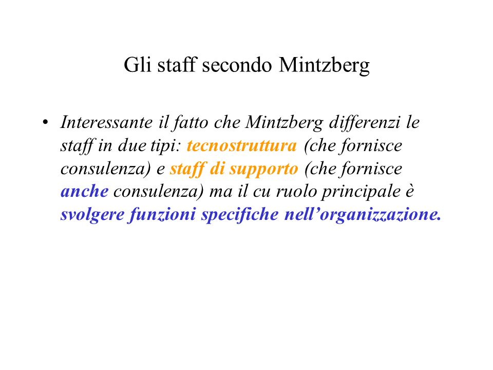 Gli staff secondo Mintzberg