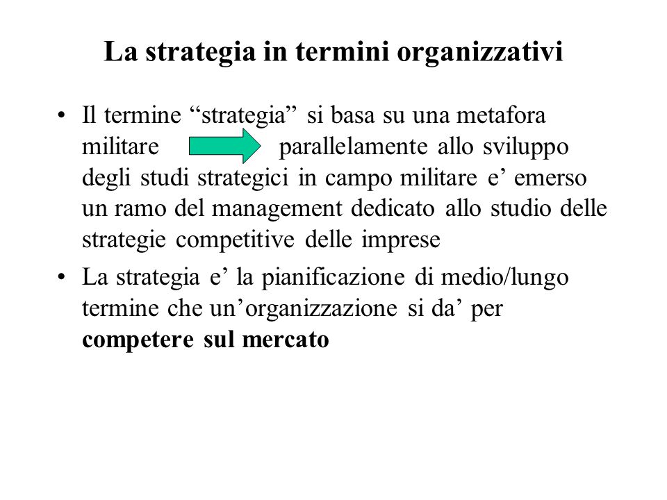 La strategia in termini organizzativi