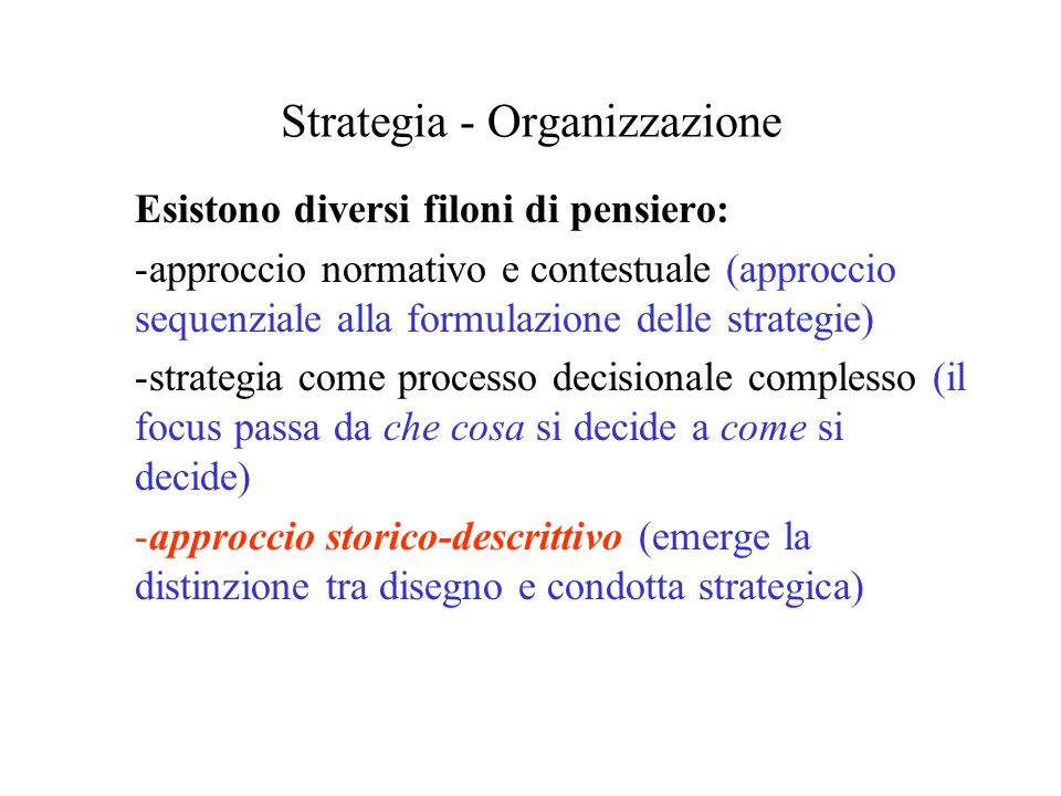 Strategia - Organizzazione