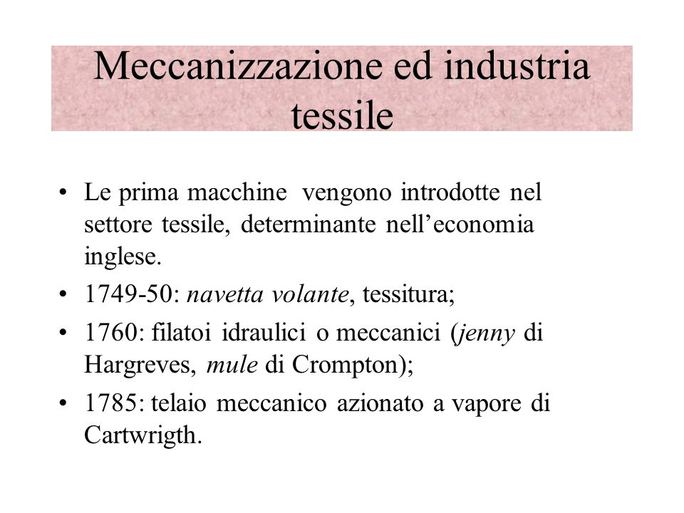 Meccanizzazione ed industria tessile