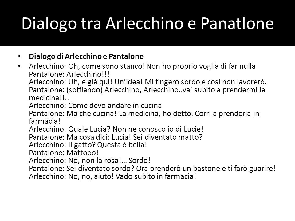 Dialogo tra Arlecchino e Panatlone