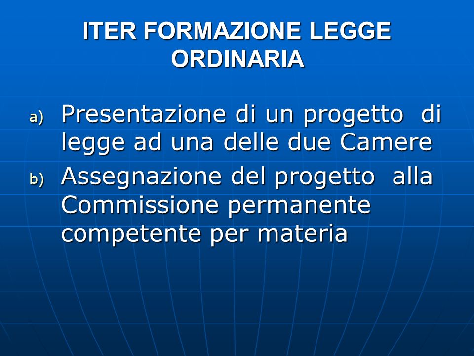 ITER FORMAZIONE LEGGE ORDINARIA
