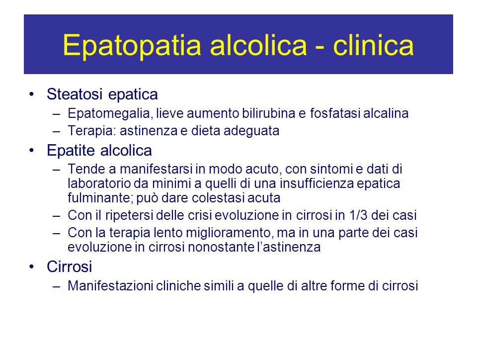 Epatopatia alcolica - clinica