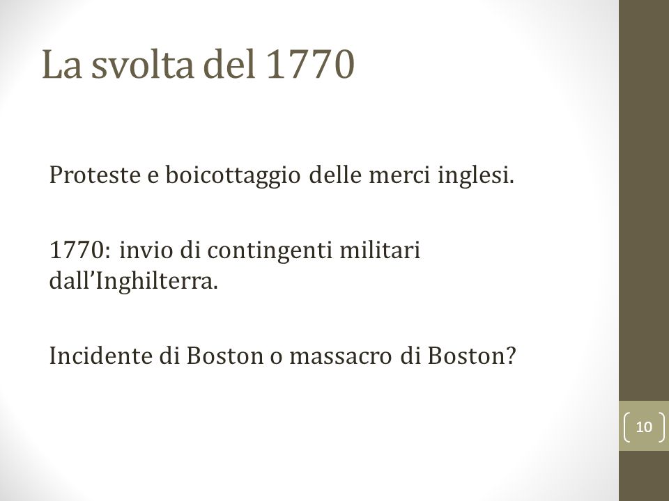 La svolta del 1770