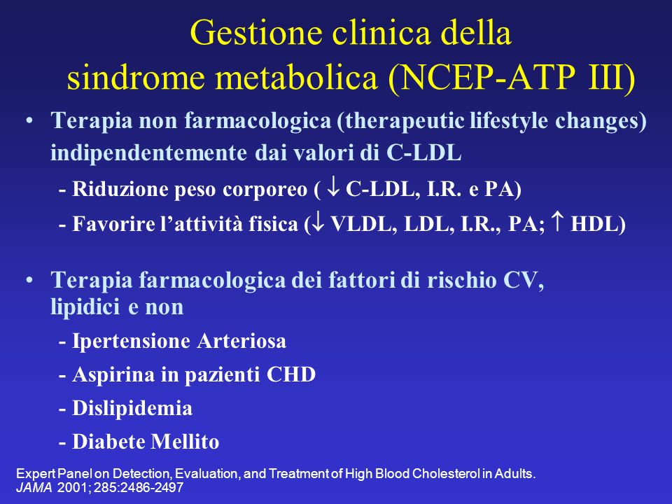 Gestione clinica della sindrome metabolica (NCEP-ATP III)