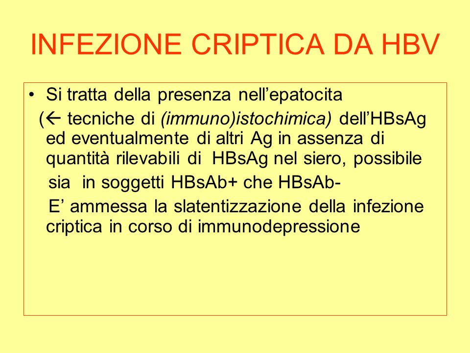 INFEZIONE CRIPTICA DA HBV