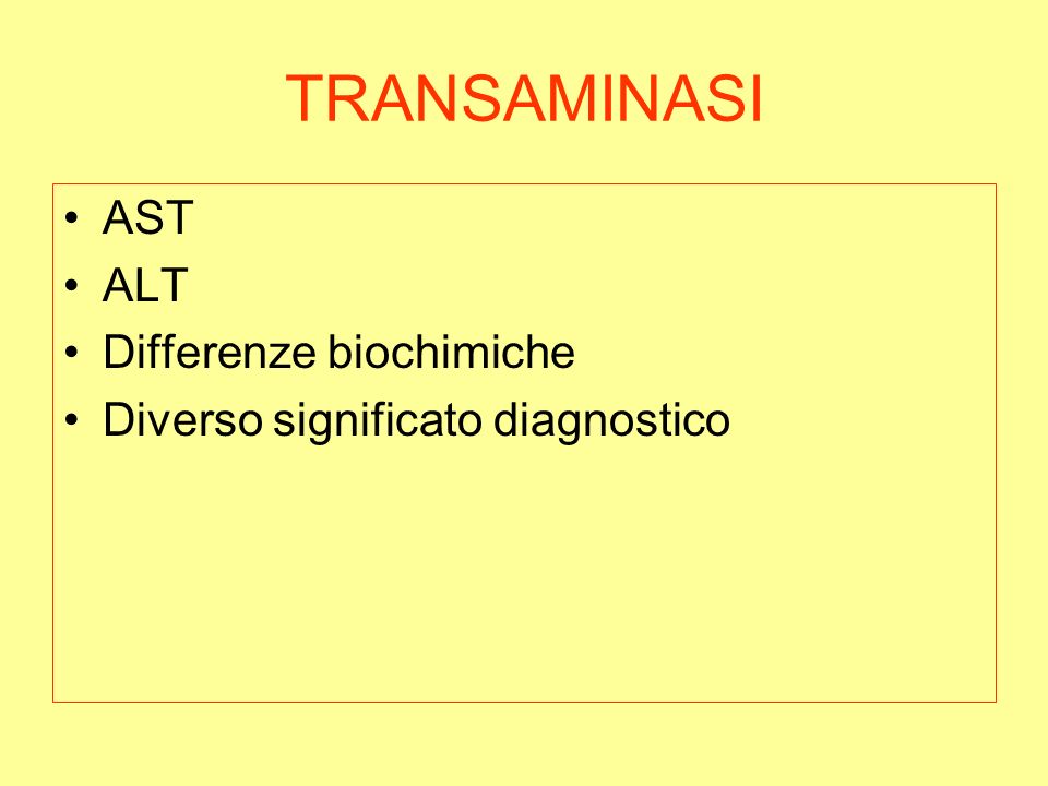 TRANSAMINASI AST ALT Differenze biochimiche