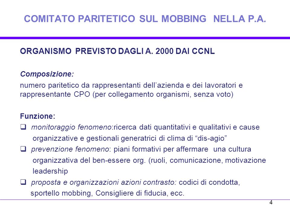COMITATO PARITETICO SUL MOBBING NELLA P.A.