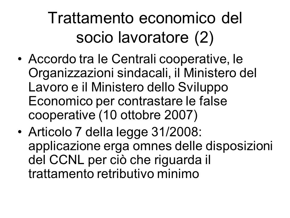 Trattamento economico del socio lavoratore (2)