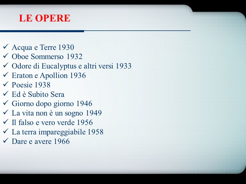 LE OPERE Acqua e Terre 1930 Oboe Sommerso 1932