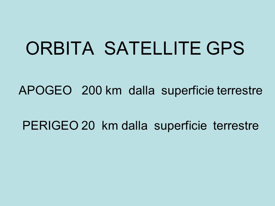 ORBITA SATELLITE GPS APOGEO 200 km dalla superficie terrestre