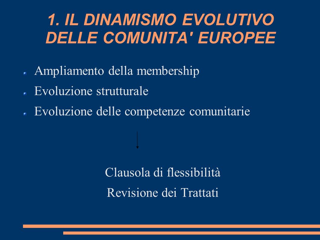 1. IL DINAMISMO EVOLUTIVO DELLE COMUNITA EUROPEE