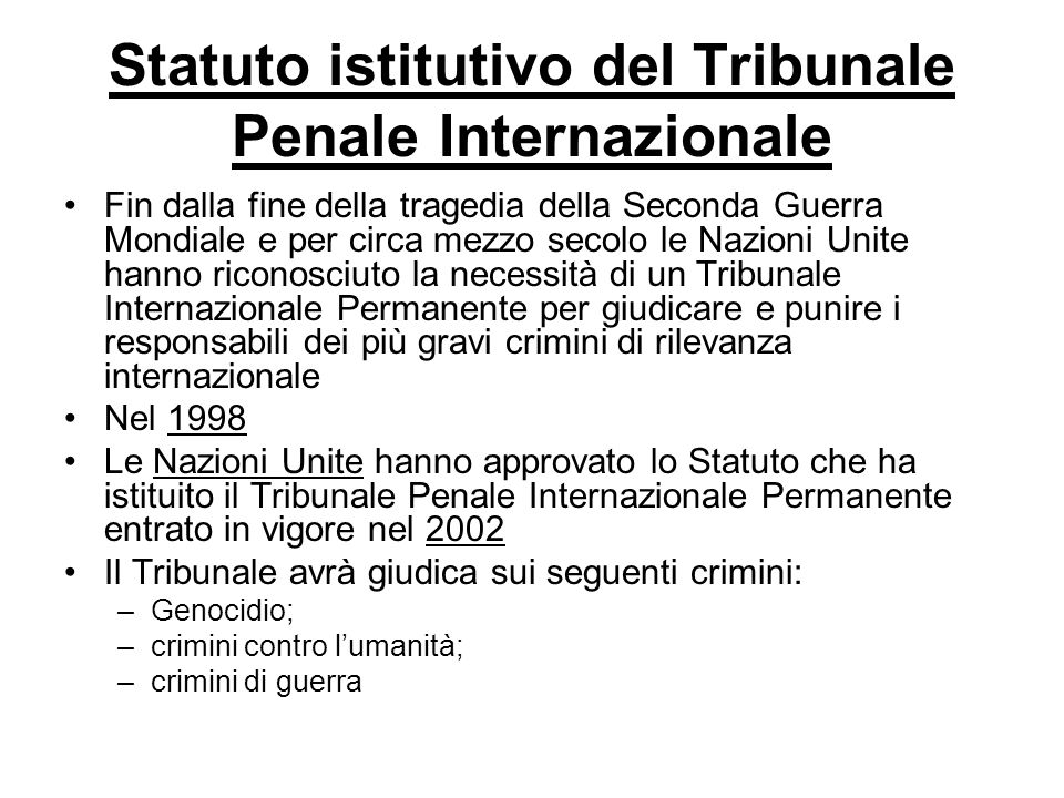 Statuto istitutivo del Tribunale Penale Internazionale