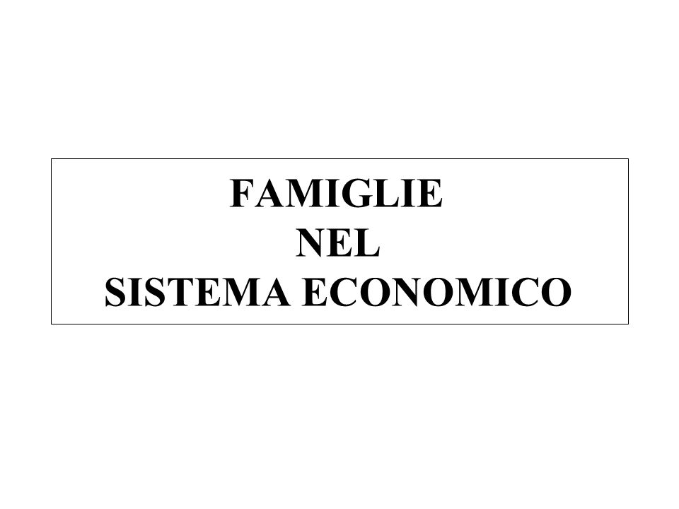 FAMIGLIE NEL SISTEMA ECONOMICO