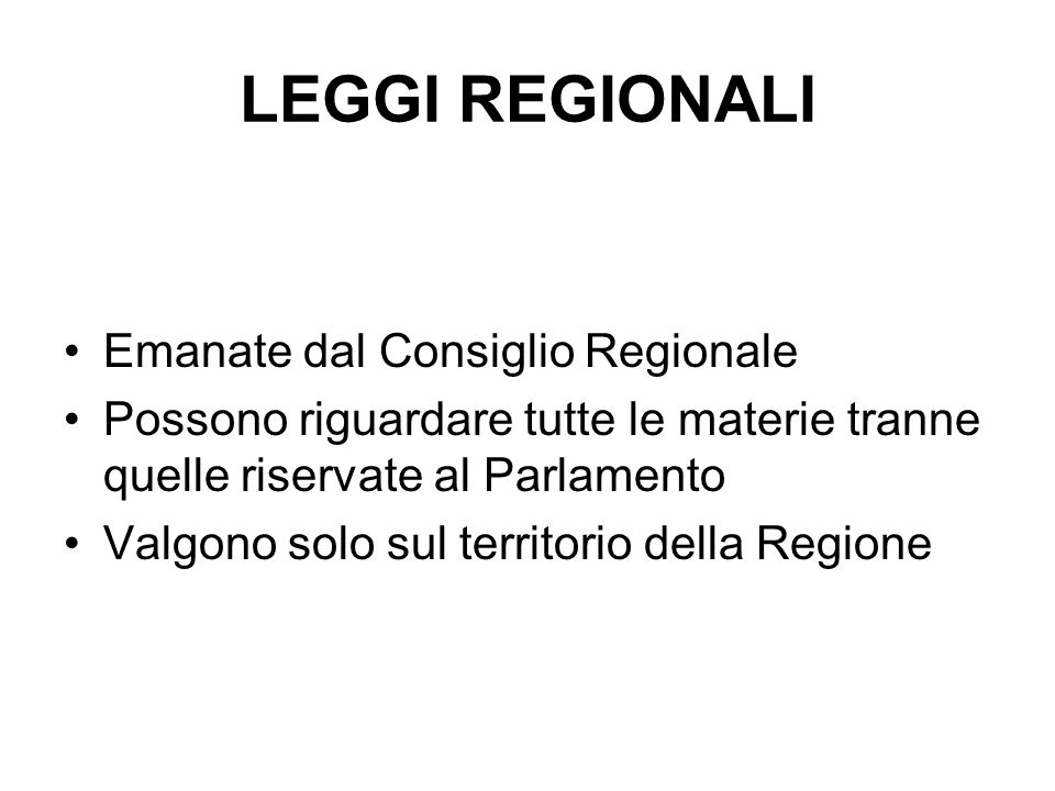 LEGGI REGIONALI Emanate dal Consiglio Regionale