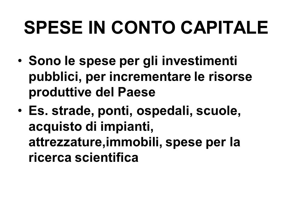 SPESE IN CONTO CAPITALE