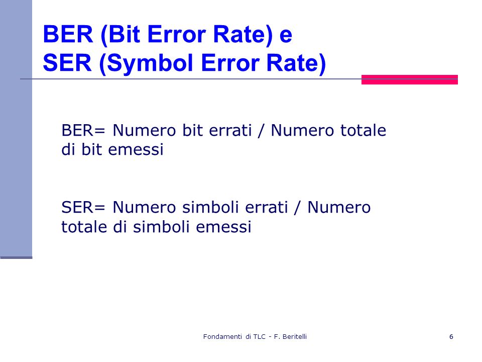 BER (Bit Error Rate) e SER (Symbol Error Rate)