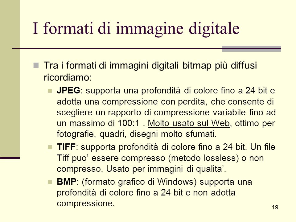 I formati di immagine digitale