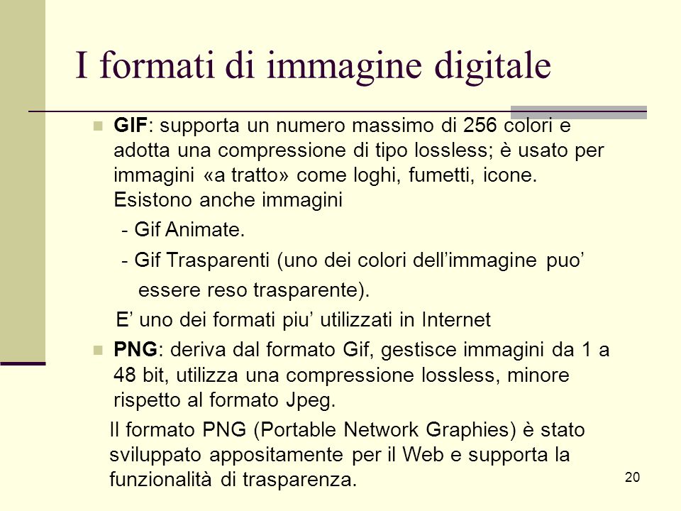 I formati di immagine digitale