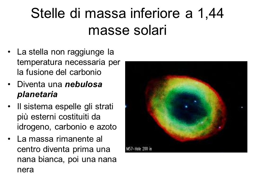 Stelle di massa inferiore a 1,44 masse solari