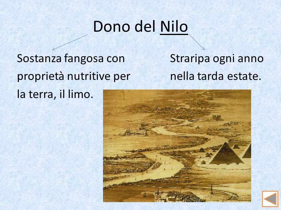 Dono del Nilo Sostanza fangosa con Straripa ogni anno proprietà nutritive per nella tarda estate.
