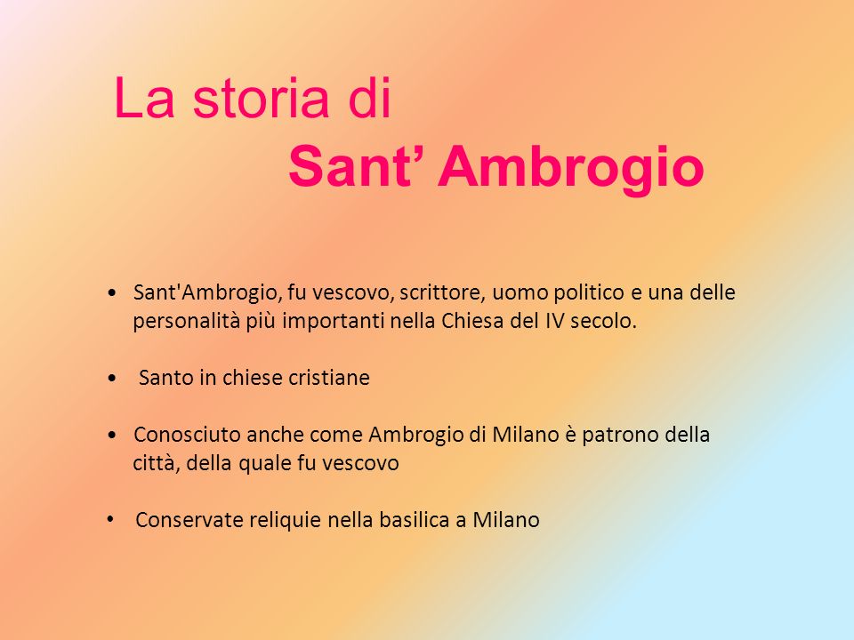 La storia di Sant’ Ambrogio