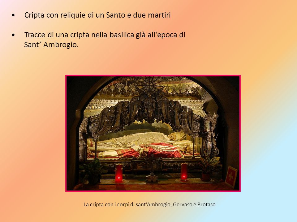 Cripta con reliquie di un Santo e due martiri