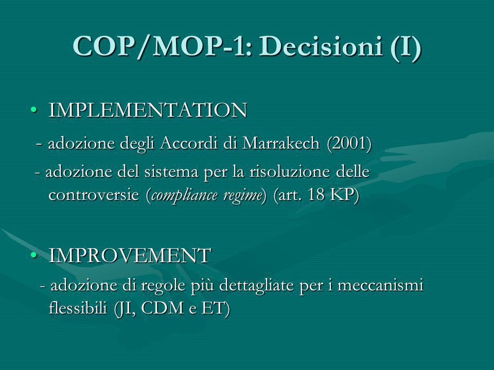 COP/MOP-1: Decisioni (I)